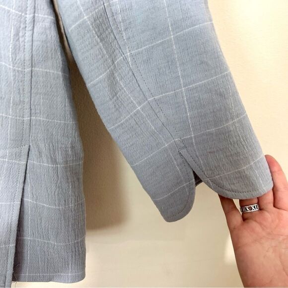 Madewell Sky Blue Window Pane Linen Cotton Blend Relaxed Larsen Blazer SIZE XL - Picture 11 of 11